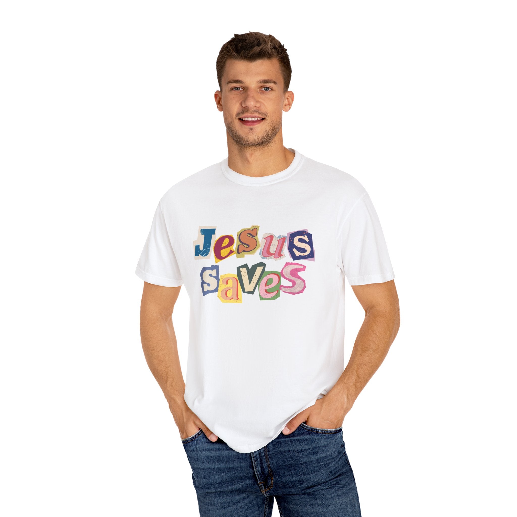 Jesus Saves Scrapbook Letter Tee