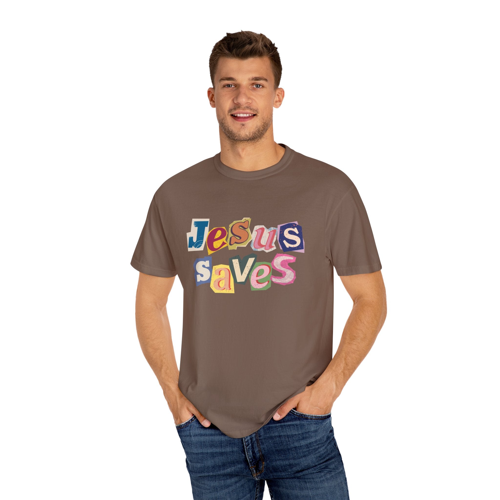 Jesus Saves Scrapbook Letter Tee