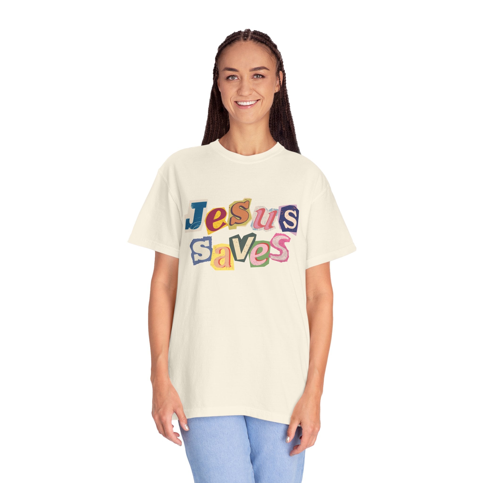 Jesus Saves Scrapbook Letter Tee