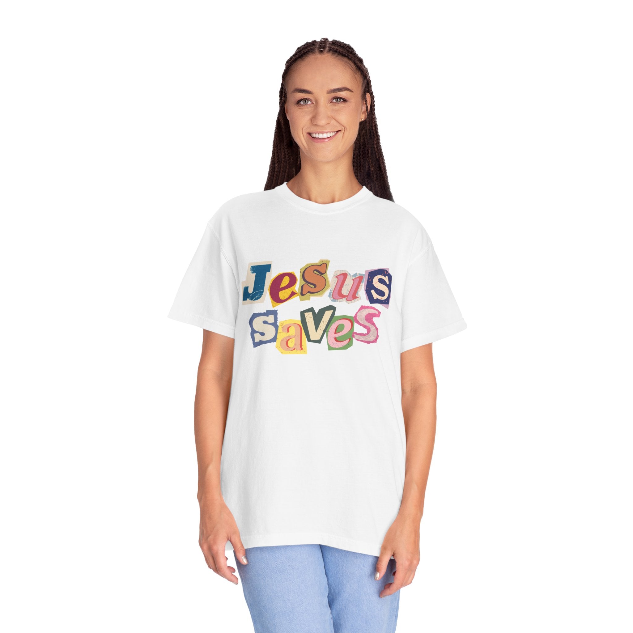 Jesus Saves Scrapbook Letter Tee