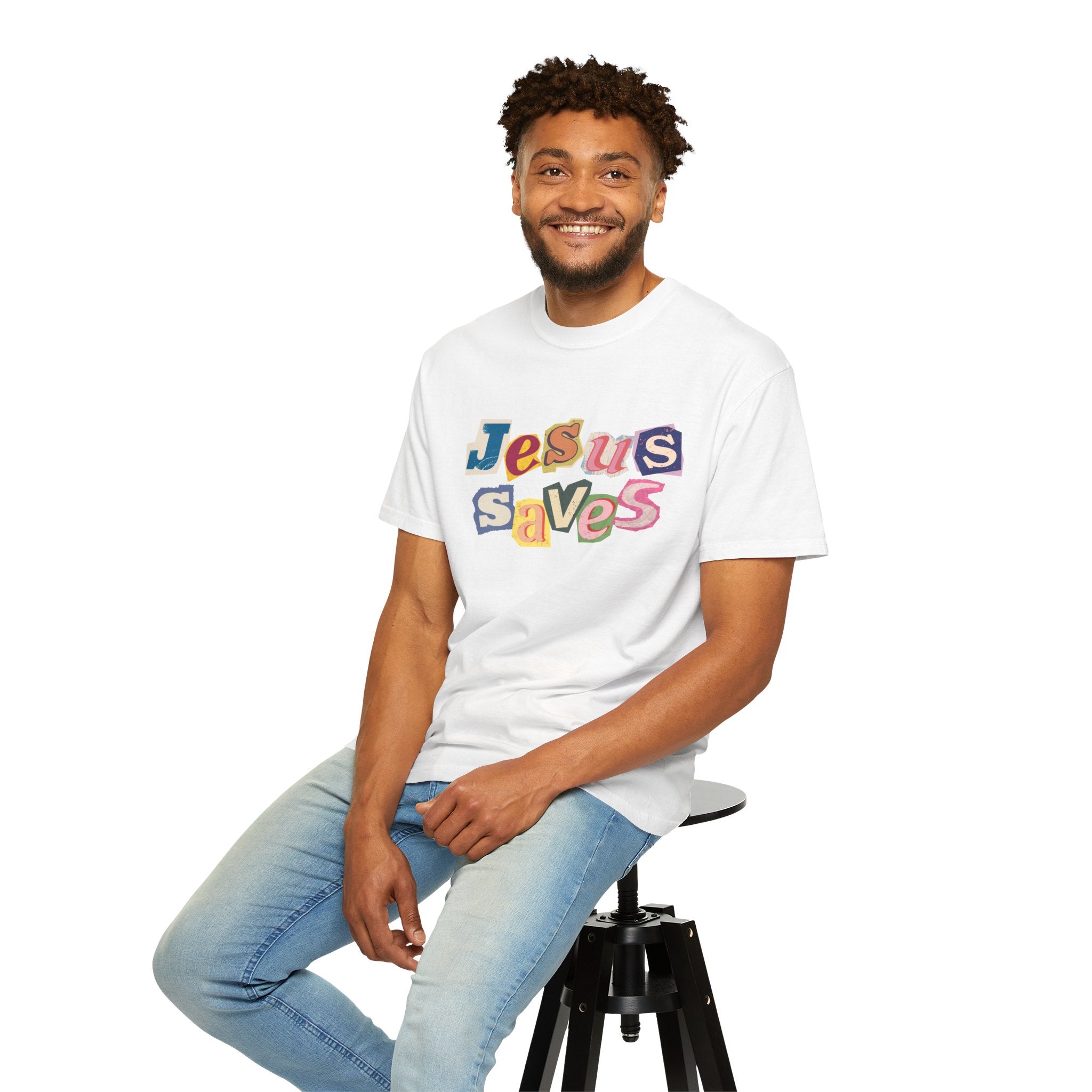 Jesus Saves Scrapbook Letter Tee