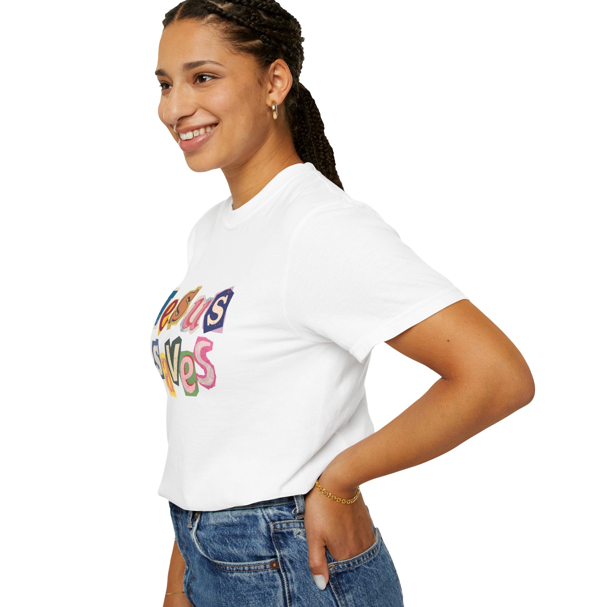 Jesus Saves Scrapbook Letter Tee