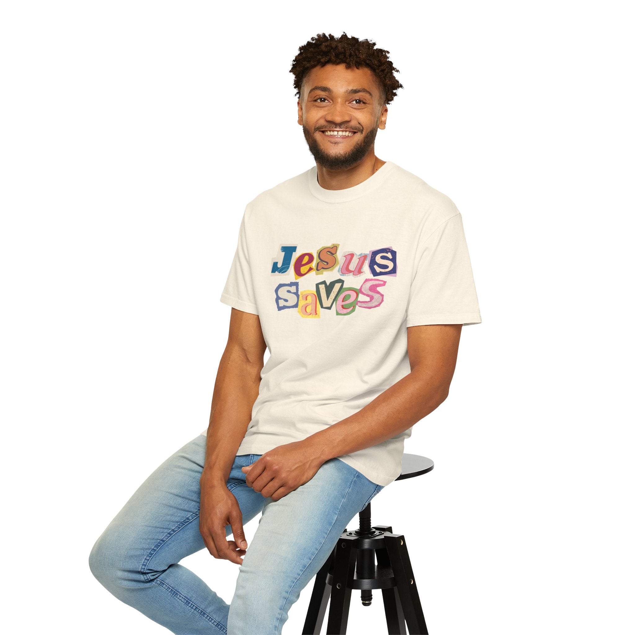 Jesus Saves Scrapbook Letter Tee