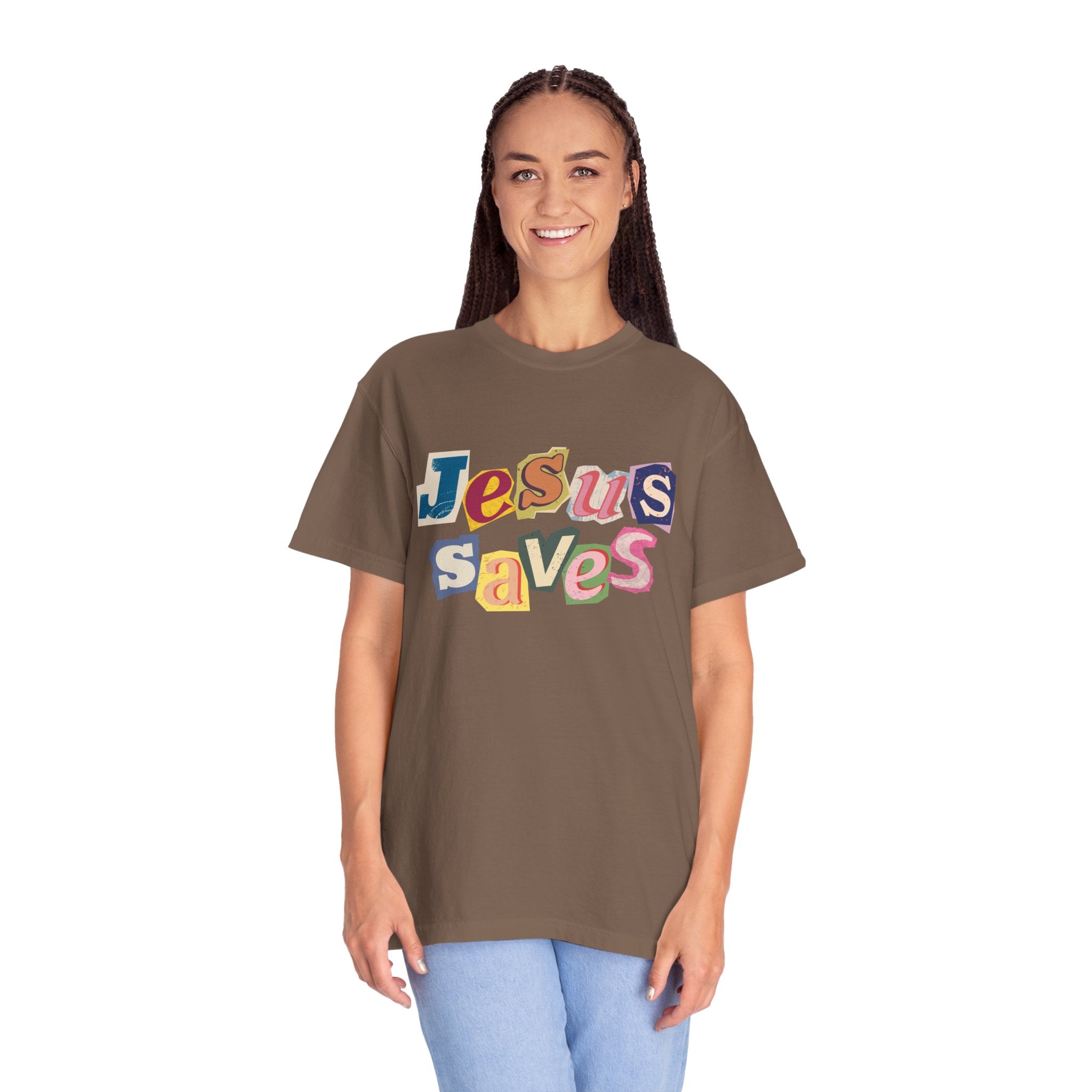 Jesus Saves Scrapbook Letter Tee