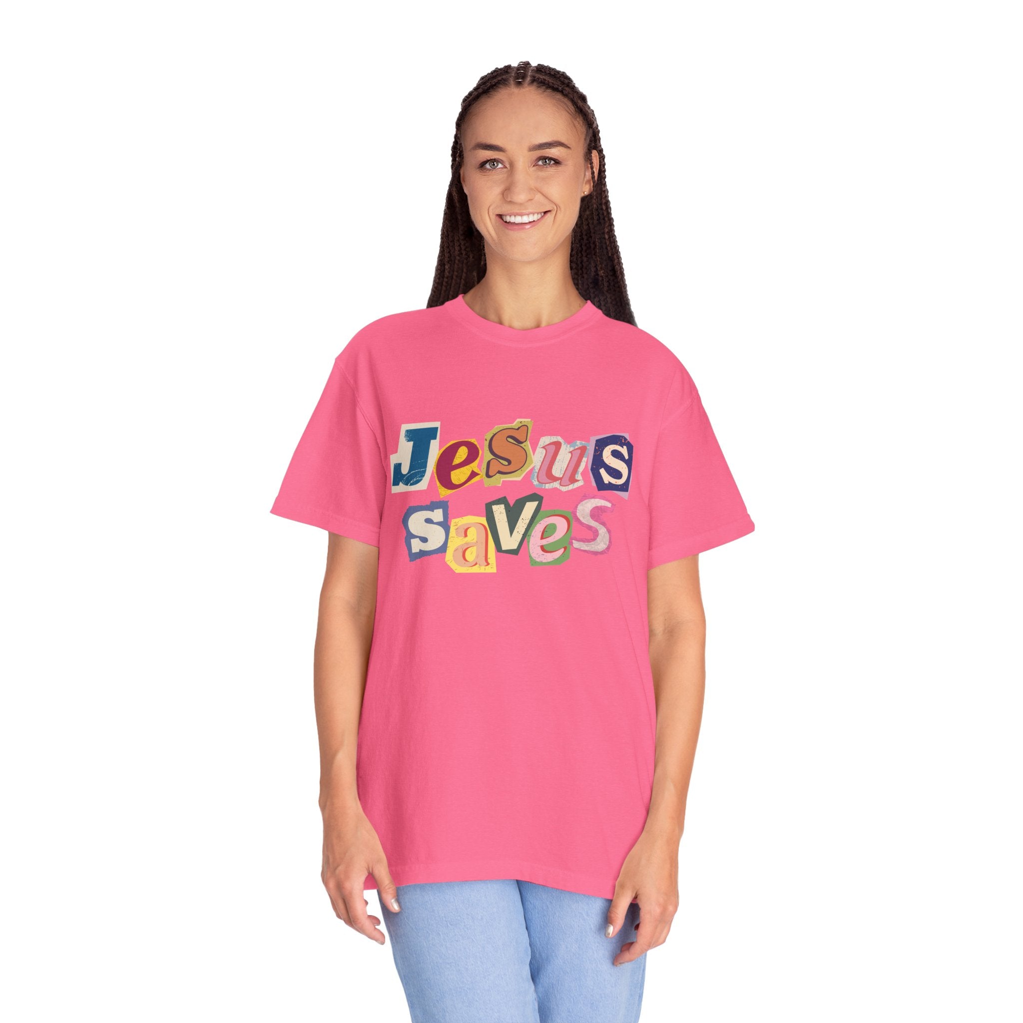 Jesus Saves Scrapbook Letter Tee