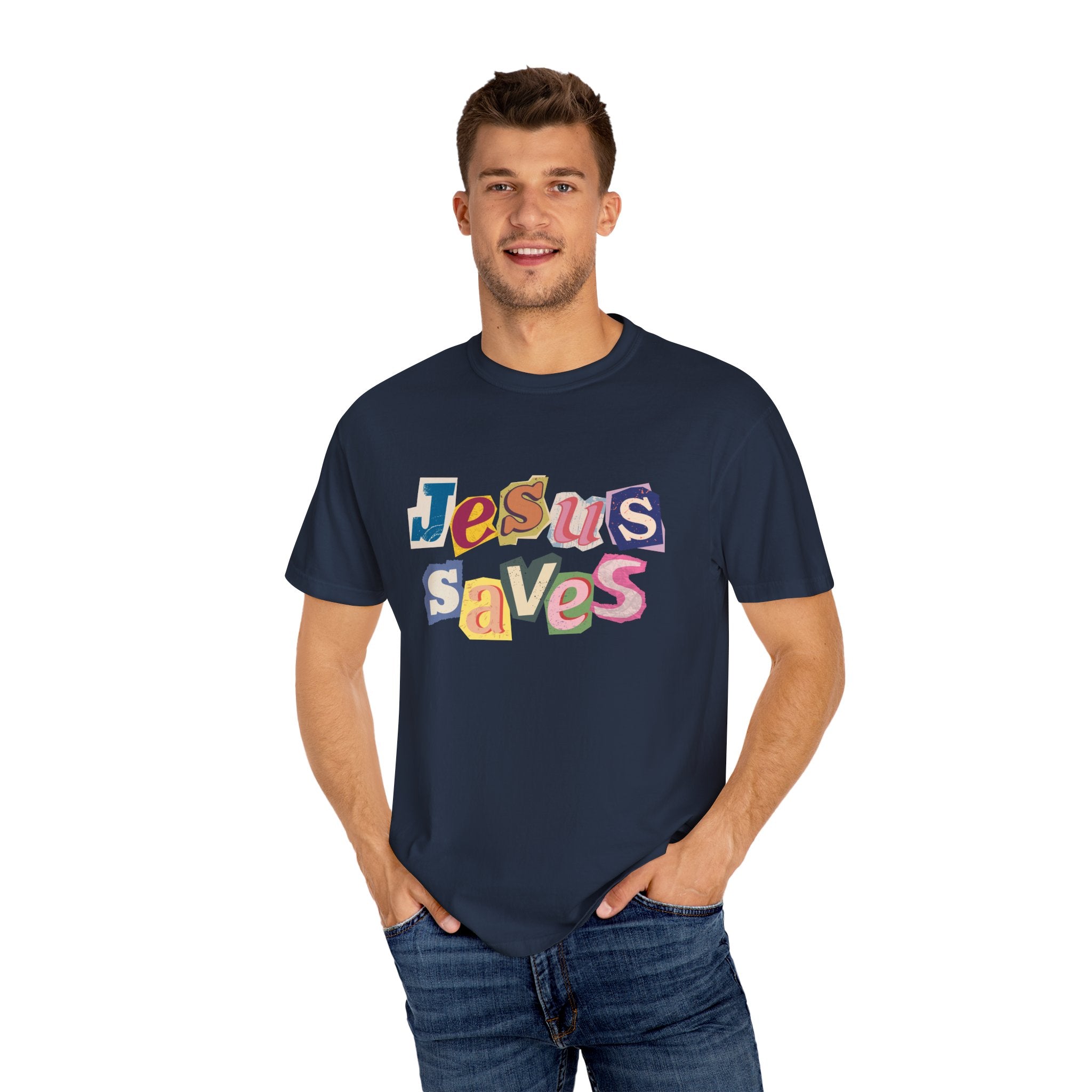Jesus Saves Scrapbook Letter Tee