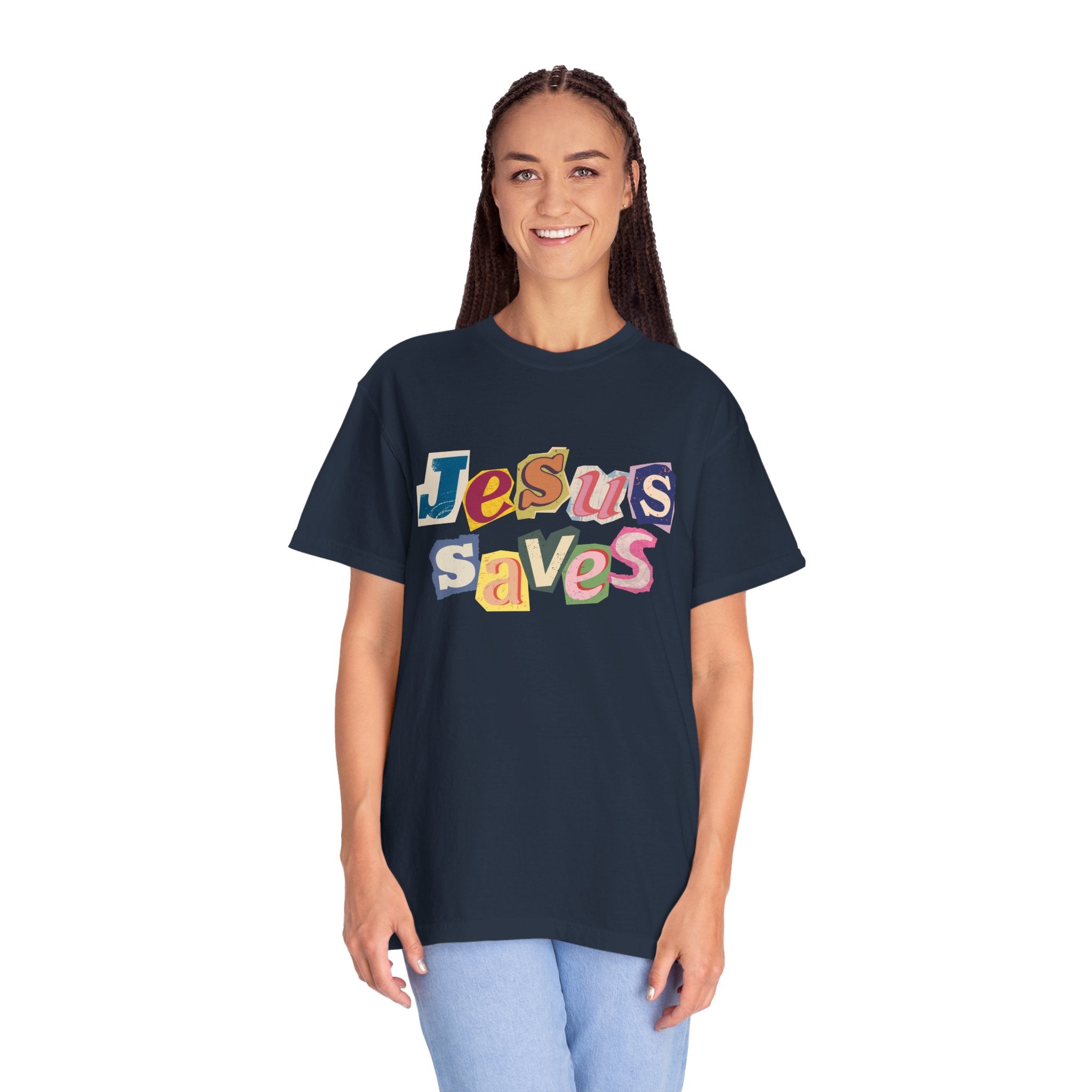 Jesus Saves Scrapbook Letter Tee