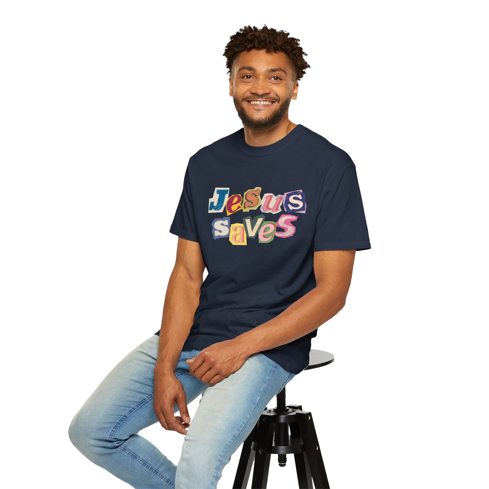Jesus Saves Scrapbook Letter Tee
