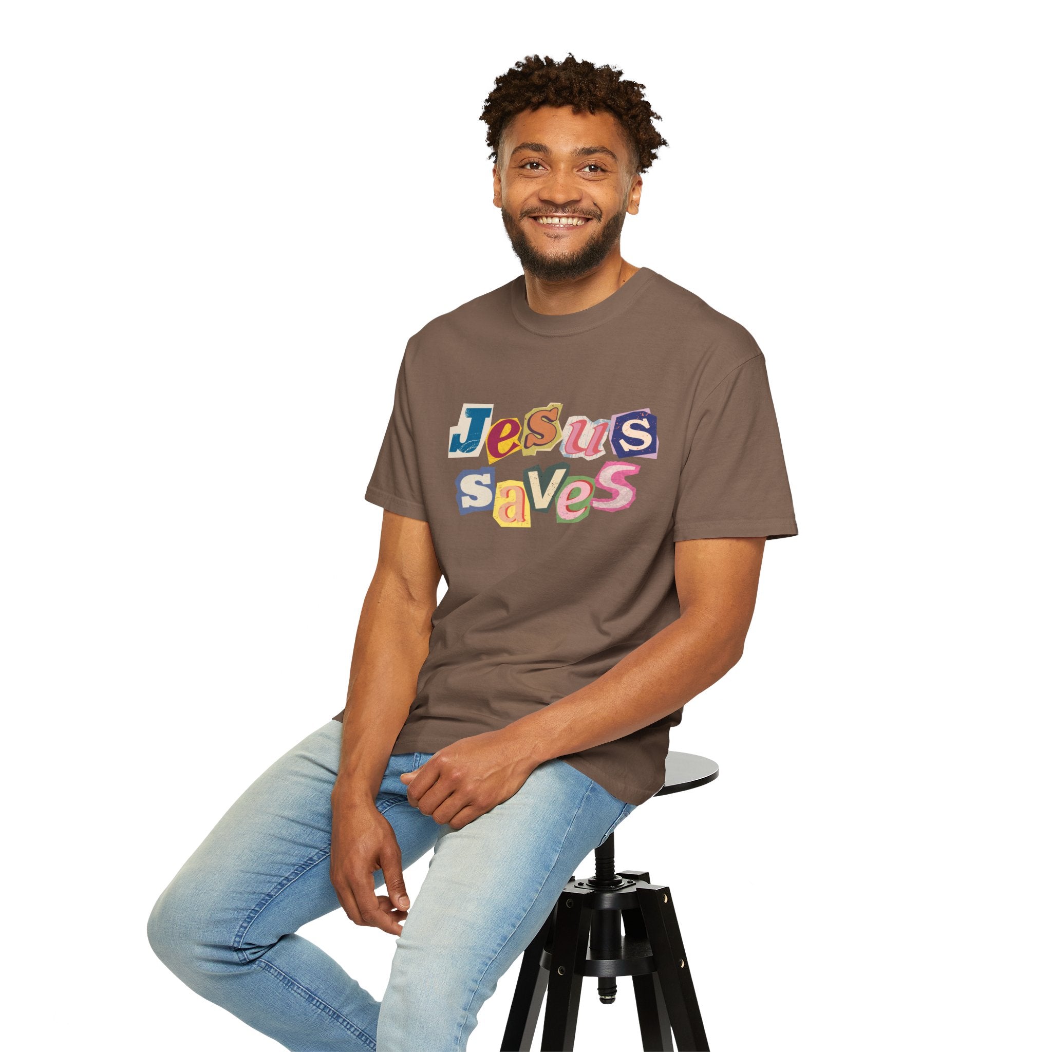 Jesus Saves Scrapbook Letter Tee
