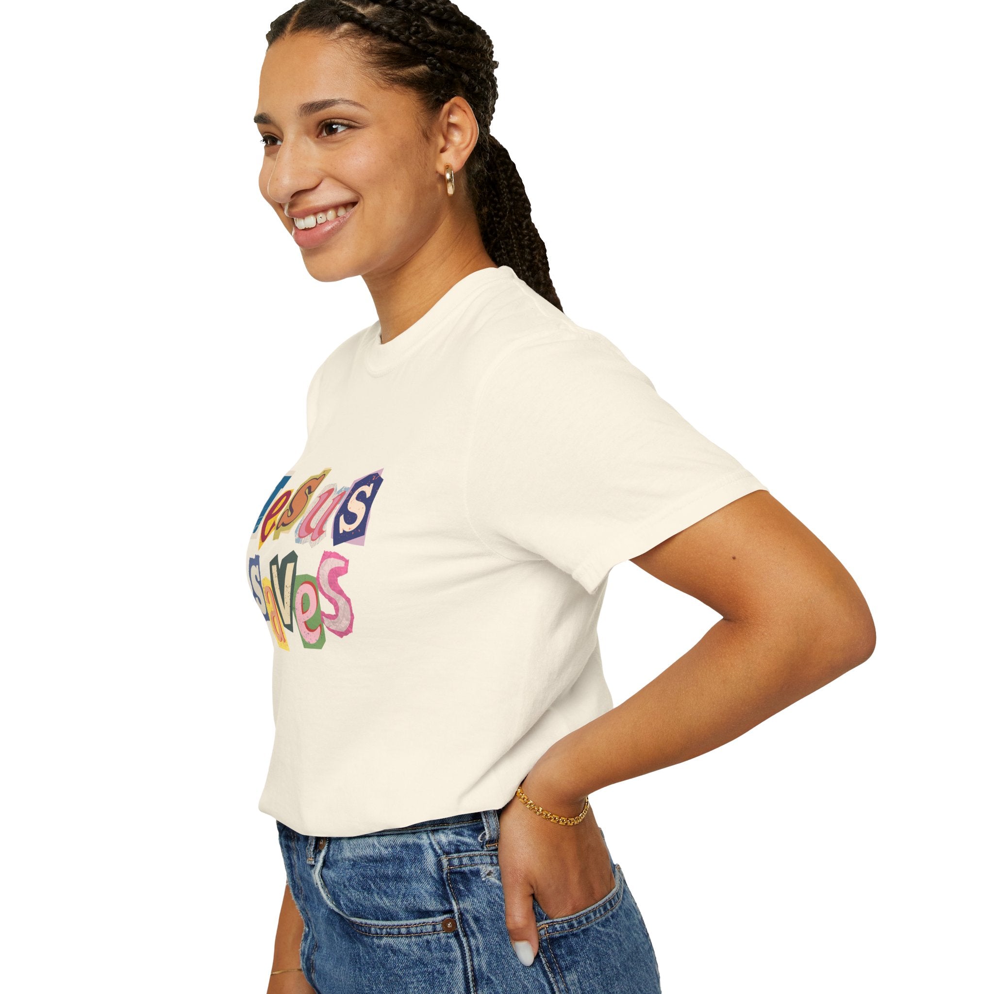 Jesus Saves Scrapbook Letter Tee