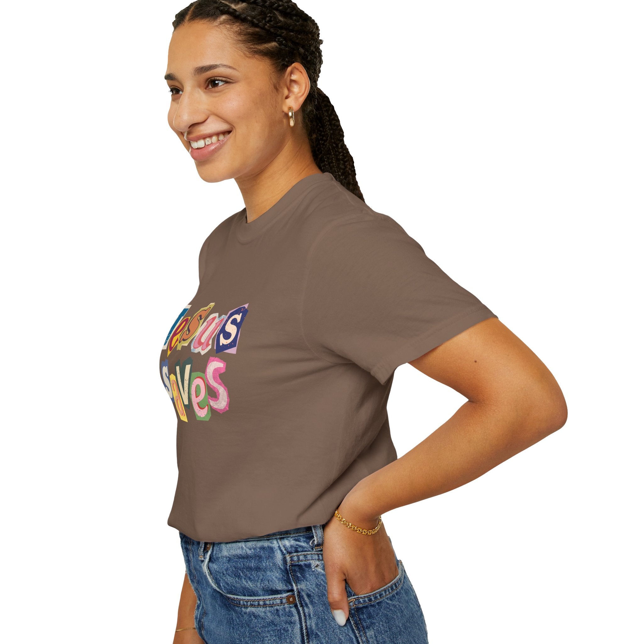 Jesus Saves Scrapbook Letter Tee